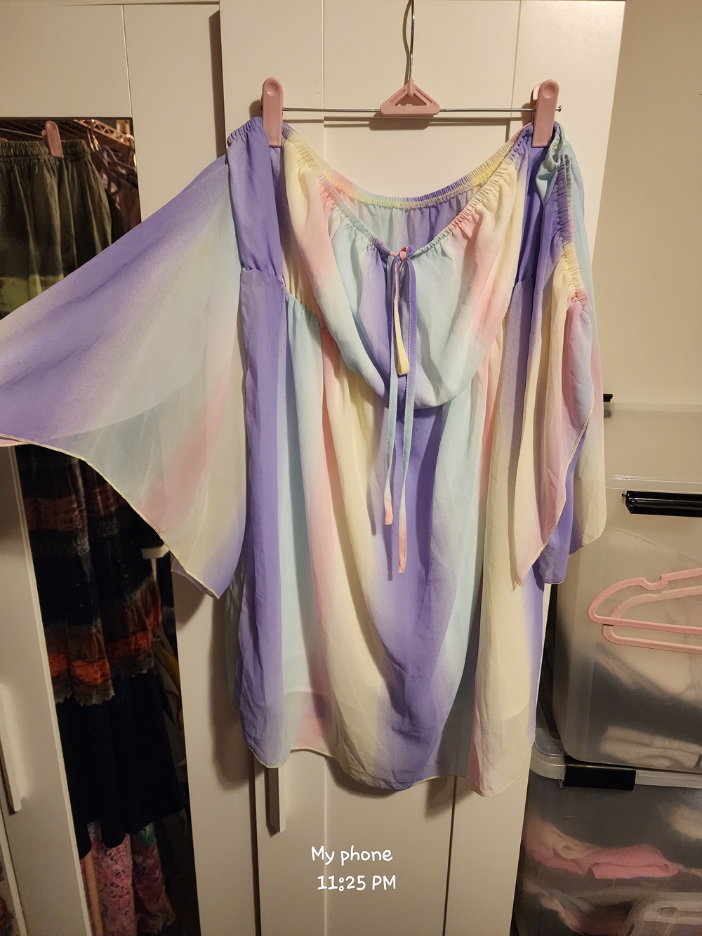 SHEIN Pastel Off-Shoulder Tie-Front Mini Dress
